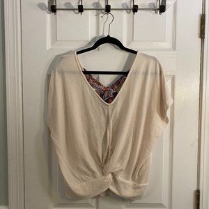 Blouse with paisley scarf tie-back
